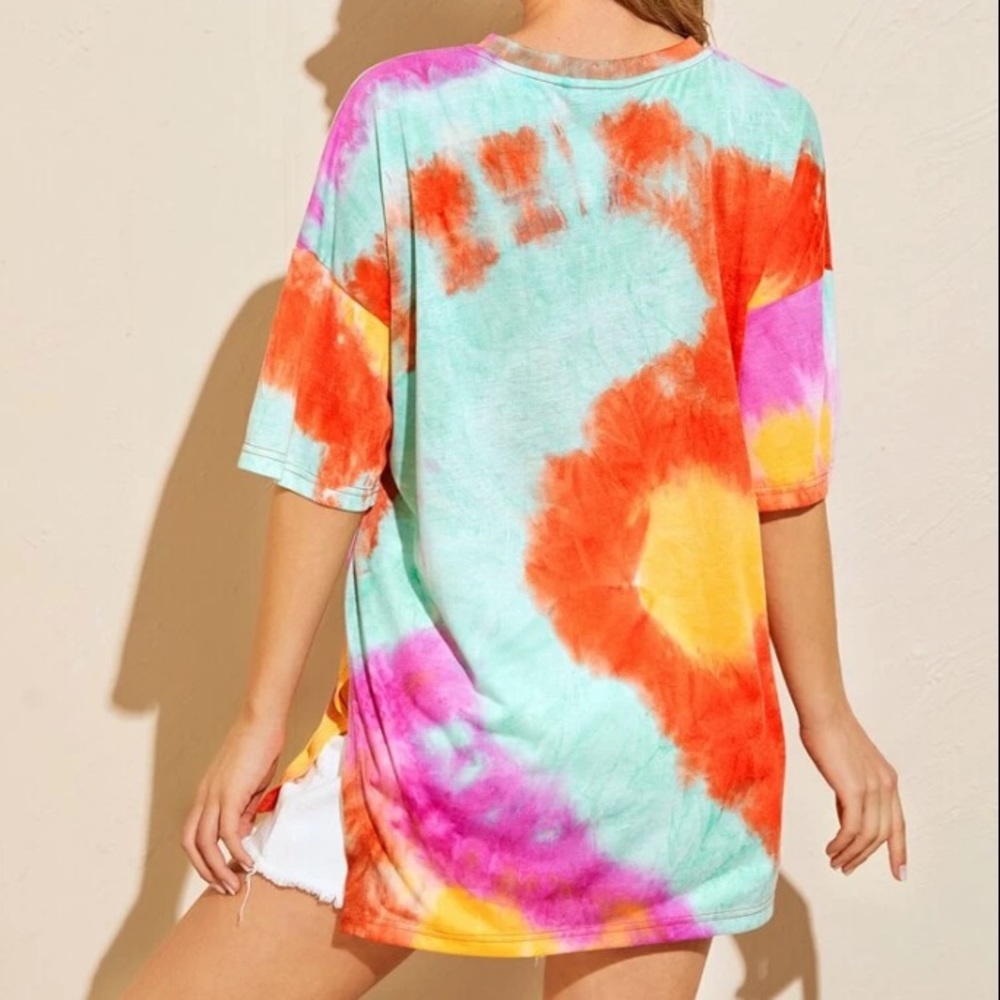 Oversized Sunkist Tie Dye Drop Shoulder T-Shirt - Picture 4 of 10